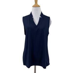 Lucky In Love Top Womens Extra Large Navy Chi Chi Performance Notch Tank V Neck